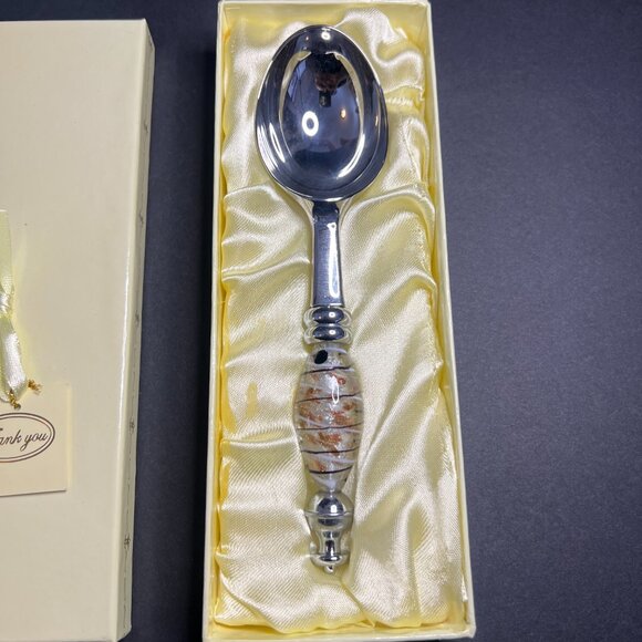 D'Lusso Home Collection Ice Cream Scoop Spoon w/ Glass Swirl Tipped Handle 6.5" - Picture 2 of 6